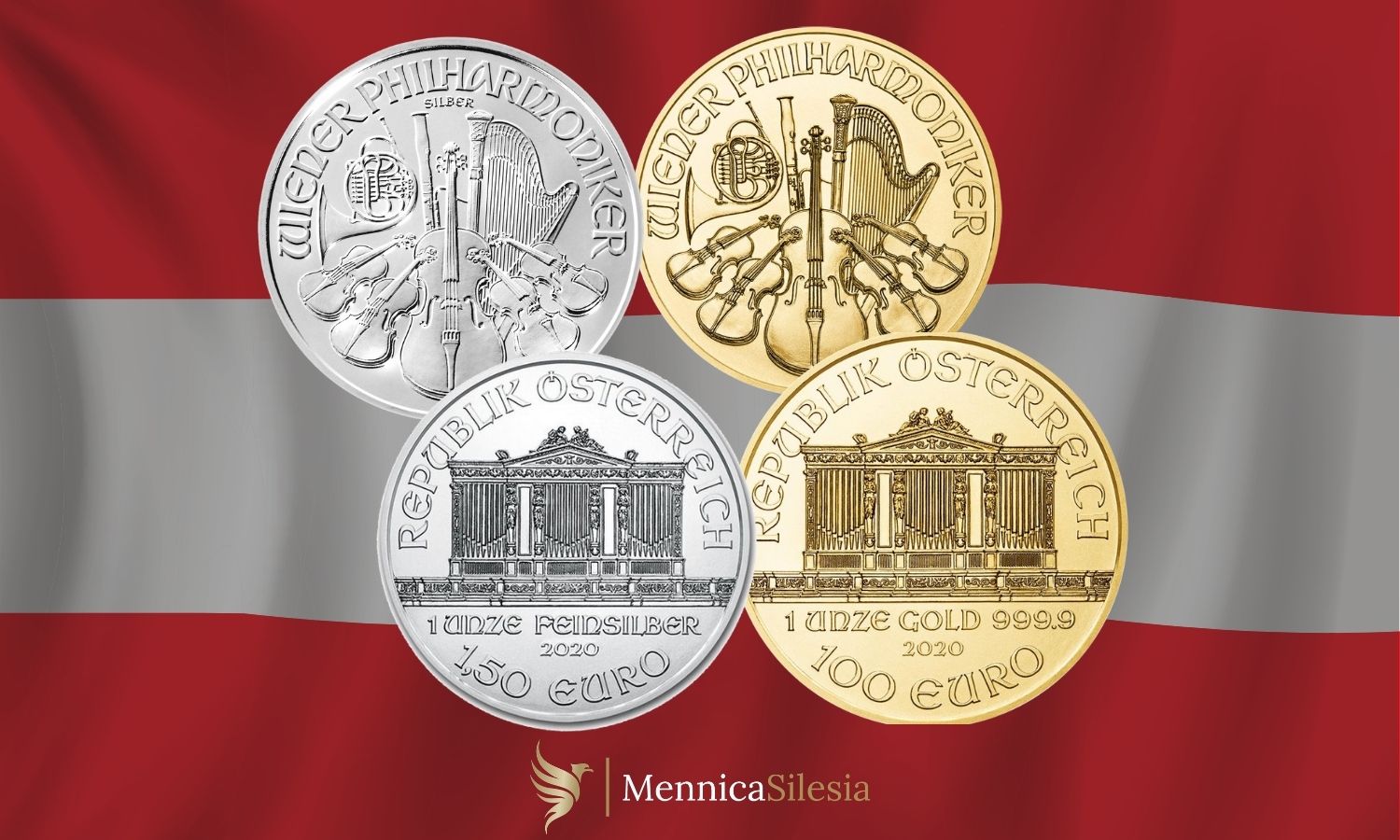 wiedenski filharmonik zlota i srebrna moneta austria