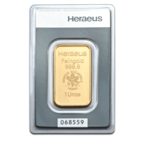 Sztabka złota 1 uncja Heraeus/Argor-Heraeus, LBMA - 10 dni